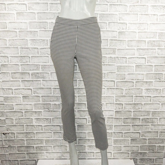 Sezane Women's Clara Trouser pants in Houndtooth Ecru Black Size 34 24w - Picture 1 of 12